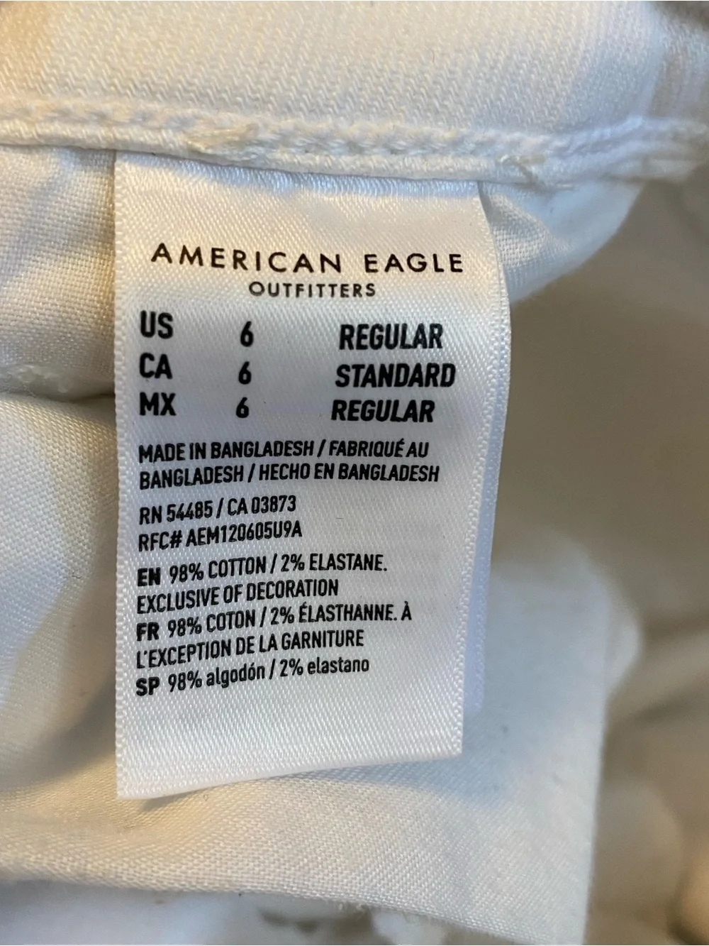 American Eagle Mom Straight Jean White Distressed Stretch Womens 6